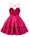 Simple Red Spaghetti Straps Mini Short Prom Homecoming Dresses Online,CM1005