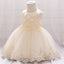 Sweet Champagne A-line Long Flower Girl Dresses, Cute Little Girl Dresses, FG102