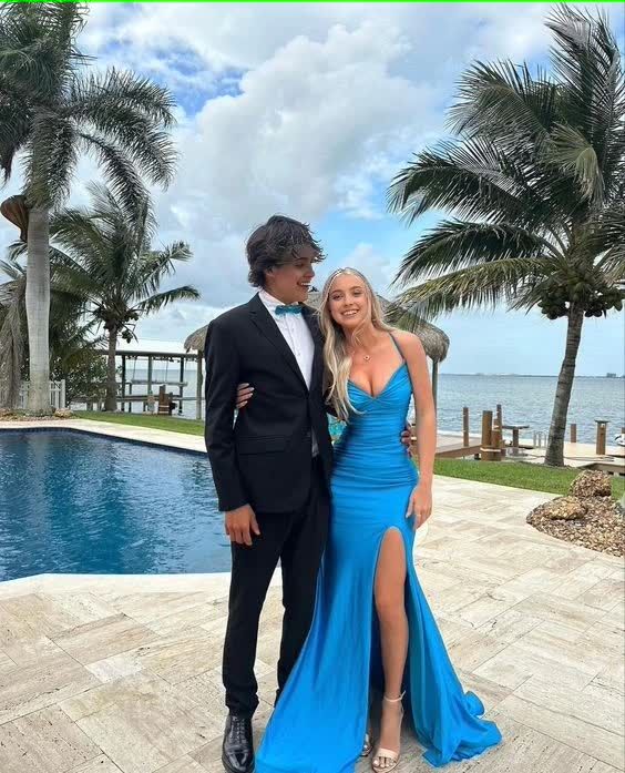 Sexy Blue Mermaid V-neck Maxi Long Party Prom Dresses,Evening Dress,13323