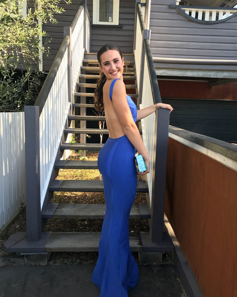 Sexy Blue Mermaid Backless Long Party Prom Dresses To Impress,Evening Dress,13460