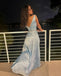 Sexy Blue A-line V-neck Long Party Prom Dresses To Impress,Evening Dress,13417