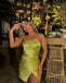 Sexy Green Sheath One Shoulder Mini Short Prom Homecoming Dresses Tight,CM1014