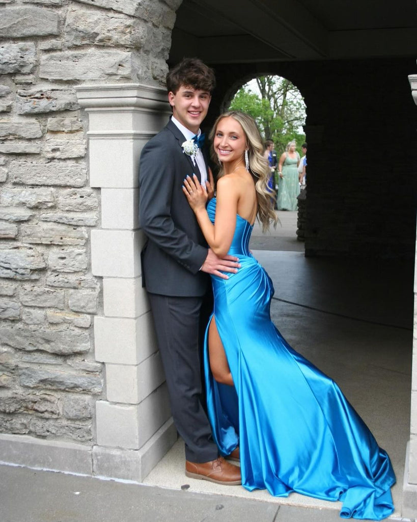 Sexy Blue Mermaid Side Slit Maxi Long Party Prom Dresses To Impress,Evening Dress,13406