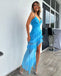 Sexy Blue Spaghetti Straps Maxi Long Party Prom Dresses,Evening Dress,13386