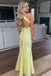 Sexy Yellow Mermaid Halter Long Party Prom Dresses To Impress,Evening Dress,13535