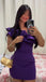 Sexy Purple Sheath One Shoulder Mini Short Prom Homecoming Dresses,CM985