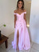 Simple Pink A-line Off Shoulder Maxi Long Party Prom Dresses,Evening Dress,13340