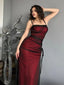 Sexy Black Red Sheath Spaghetti Straps Maxi Long Party Prom Dresses,Evening Dress,13328