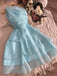 Sparkly Blue A-line One Shoulder Mini Short Prom Homecoming Dresses Online,CM987