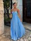 Sexy Blue A-line Spaghetti Straps Long Party Prom Dresses To Impress,Evening Dress,13532