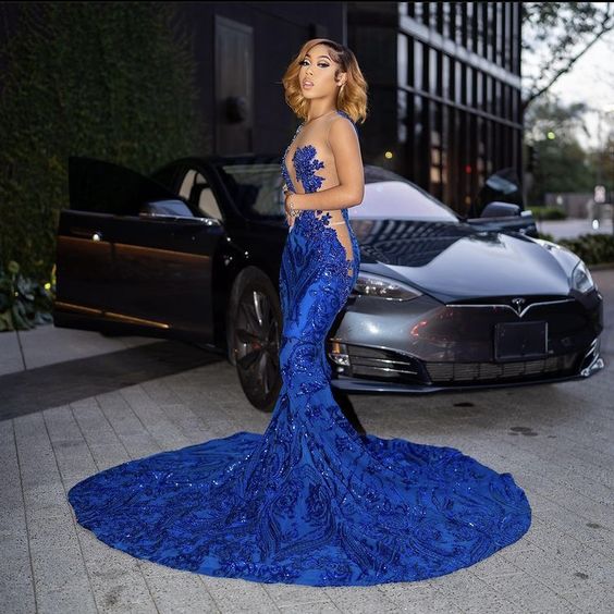 Gorgeous Blue Mermaid Long Party Prom Dresses To Impress,Evening Dress,13498