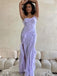 Sexy Lilac Mermaid Spaghetti Straps Maxi Long Party Prom Dresses,Evening Dress,13381