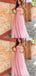 Pretty A-line Pink Spaghetti Straps Long Party Prom Dresses To Impress,Evening Dress,13421