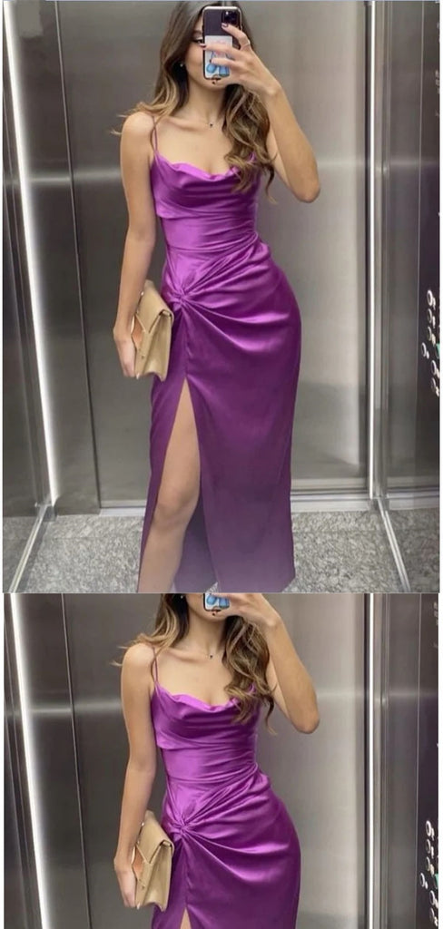 Sexy Purple Mermaid Side Slit Long Party Prom Dresses To Impress,Evening Dress,13463