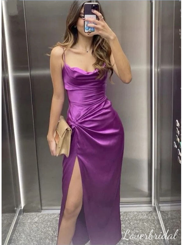 Sexy Purple Mermaid Side Slit Long Party Prom Dresses To Impress,Evening Dress,13463