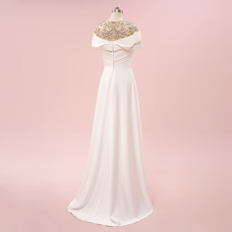 Elegant Ivory A-line With Beading Maxi Long Party Prom Dresses,Evening Dress,13307