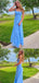 Elegant Blue Square Neckline Maxi Long Party Prom Dresses,Evening Dress,13284
