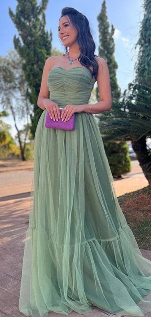 Elegant Green A-line Sweetheart Maxi Long Party Prom Dresses,Evening Dress,13281