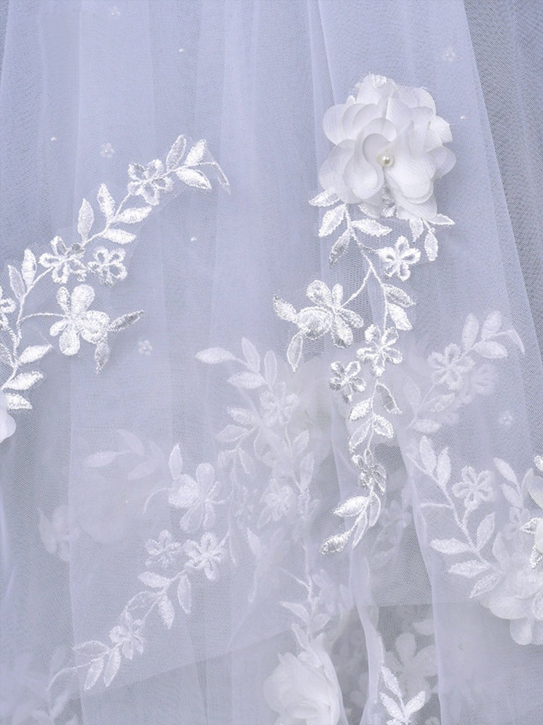 Elegant Handmade 3D Floral Pearls Bridal Veil, V122