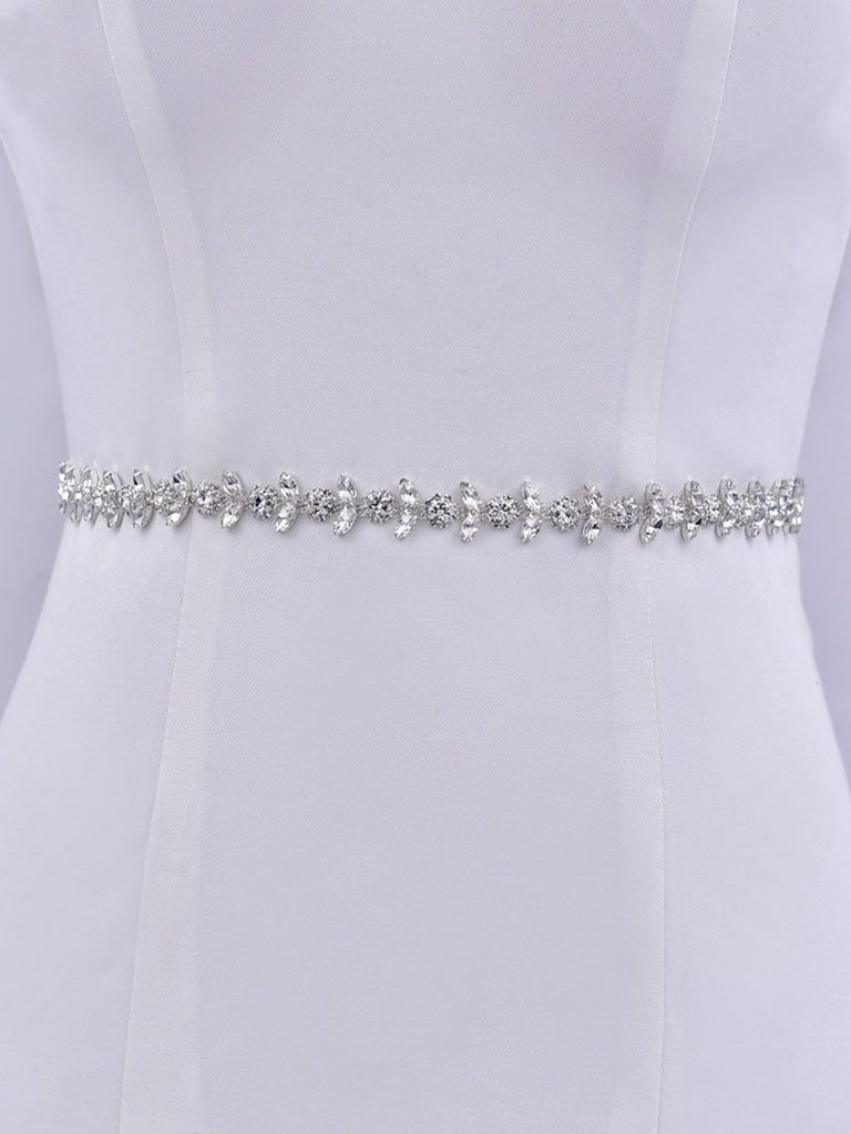 Elegant Sparkly Beaded Thin Brides Sash For Wedding,S440