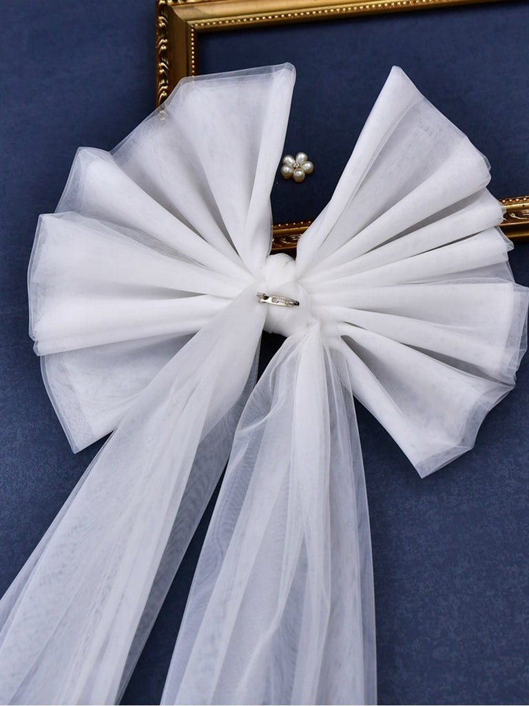 Elegant Tulle Bowknot For Woman with Long Train , VG06