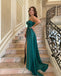 Emerald Green Mermaid One Shoulder Side Slit Maxi Long Party Prom Dresses, Evening Dress,13129