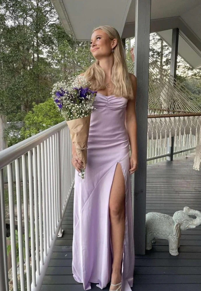 Sexy Purple Mermaid Spaghetti Straps Maxi Long Bridesmaid Dresses For Wedding Party,WG1628