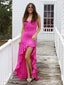 Pretty Hot Pink A-line High Low Long Party Prom Dresses To Impress,Evening Dress,13482