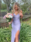 Sexy Lilac Mermaid Spaghetti Straps Maxi Long Party Prom Dresses,Evening Dress,13342