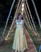 Pretty Yellow A-line V-neck Long Party Prom Dresses To Impress,Evening Dress,13516