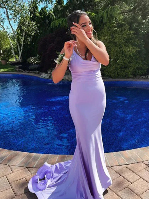 Sexy Mermaid Purple Spaghetti Straps Maxi Long Party Prom Dresses,Evening Dress,13375