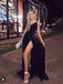 Sexy A-line Black Side Slit Sequin Maxi Long Party Prom Dresses, Evening Dress,13122