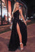 Sexy A-line Black Side Slit Sequin Maxi Long Party Prom Dresses, Evening Dress,13122