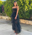 Sexy Black A-line Spaghetti Straps Maxi Long Party Prom Dresses Online,13108
