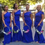 Sexy Blue Mermaid One Shoulder Maxi Long Bridesmaid Dresses For Wedding Party,WG1602