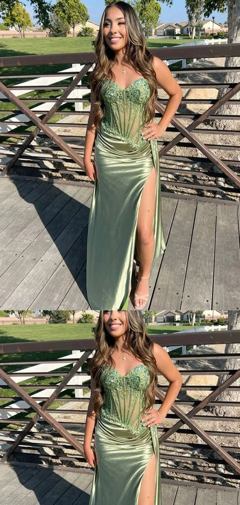 Sexy Green Mermaid Spaghetti Straps Maxi Long Party Prom Dresses,Evening Dress,13294