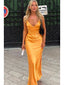 Sexy Orange Mermaid Spaghetti Straps V-neck Long Party Prom Dresses, Evening Dress,13150
