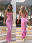 Sexy Pink Mermaid Spaghetti Straps Maxi Long Party Prom Dresses, Evening Dress,13182