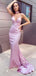 Sexy Pink Mermaid Spaghetti Straps V-neck Maxi Long Party Prom Dresses,Evening Dress,13252