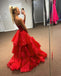 Sexy Red Mermaid One Shoulder Maxi Long Party Prom Dresses, Evening Dress,13245