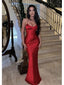 Sexy Red Mermaid Spaghetti Straps Maxi Long Party Prom Dresses, Evening Dress,13149
