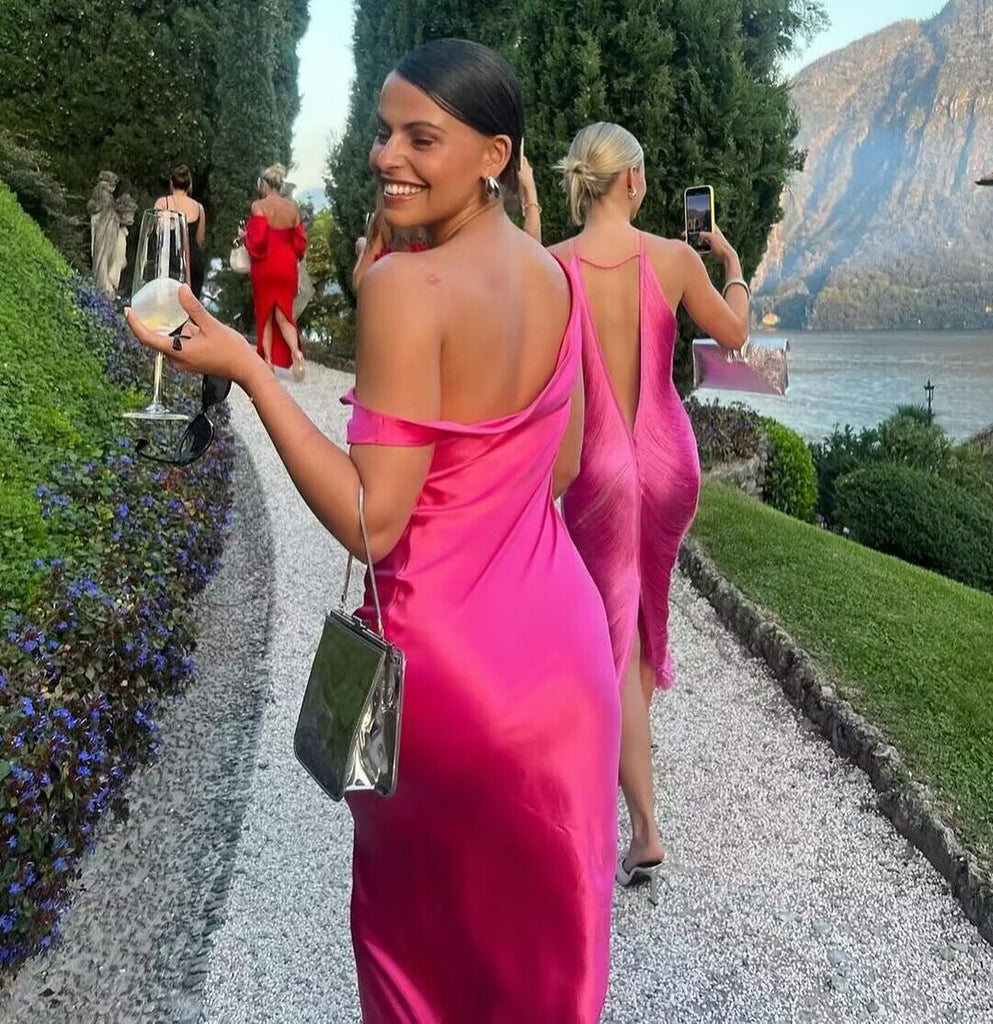 Sexy Sheath Hot Pink One Shoulder Maxi Long Party Prom Dresses,Evening Dress,13259