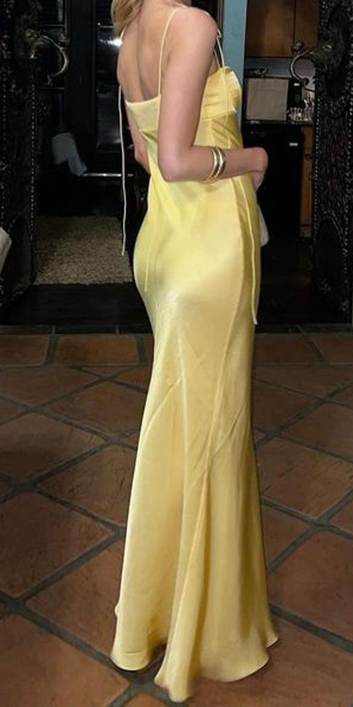 Sexy Yellow Sheath Spaghetti Straps Long Party Prom Dresses, Evening Dress,13159