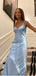 Simple Blue Sheath V-neck Maxi Long Party Prom Dresses,Evening Dress,13250