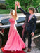 Simple Pink A-line Spaghetti Straps Maxi Long Party Prom Dresses,Evening Dress,13292