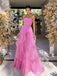 Simple Pink A-line Strapless Maxi Long Prom Dresses,Evening Dresses,13028