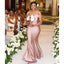 Simple Pink Mermaid Off Shoulder Maxi Long Bridesmaid Dresses For Wedding Party,WG1609