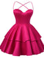 Simple Red Spaghetti Straps Mini Short Prom Homecoming Dresses Online,CM1005