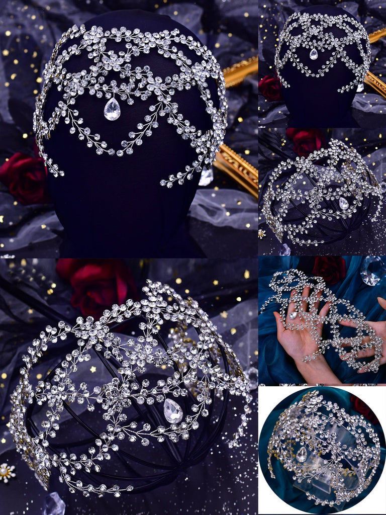 Sparkly Luxury Rhinestone Cross Headwear with Forehead Hair Accessories for Women, HP471