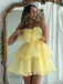 Cute Yellow A-line Mini Short Prom Homecoming Dresses Online,CM997